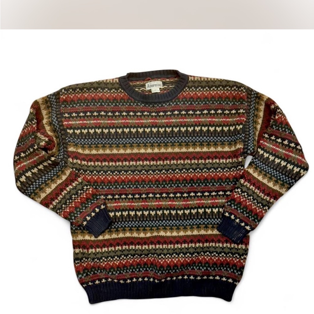 Aeropostale vintage 90s y2k Multicolor striped patterned crewneck sweater jumper
